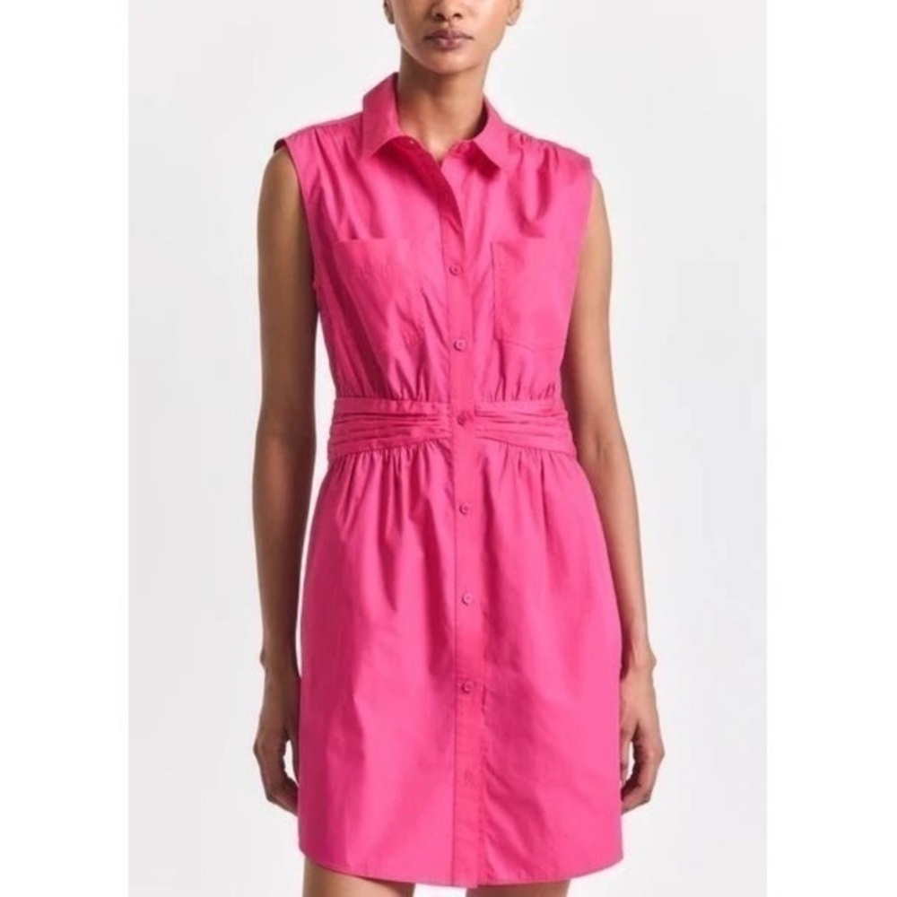 New Derek Lam 10 Crosby Cora Sleeveless Cotton Shirtdress Pink size 6 - Picture 2 of 12